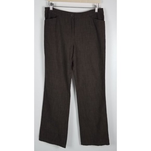 Eileen Fisher Women's Sz. S Brown Linen Blend Straight Leg Pants W/ Back Pockets - Picture 1 of 6